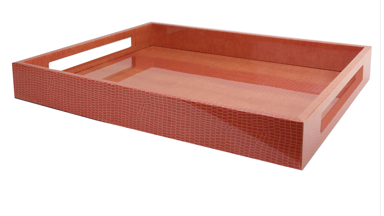 Orange Croc Lacquer Tray