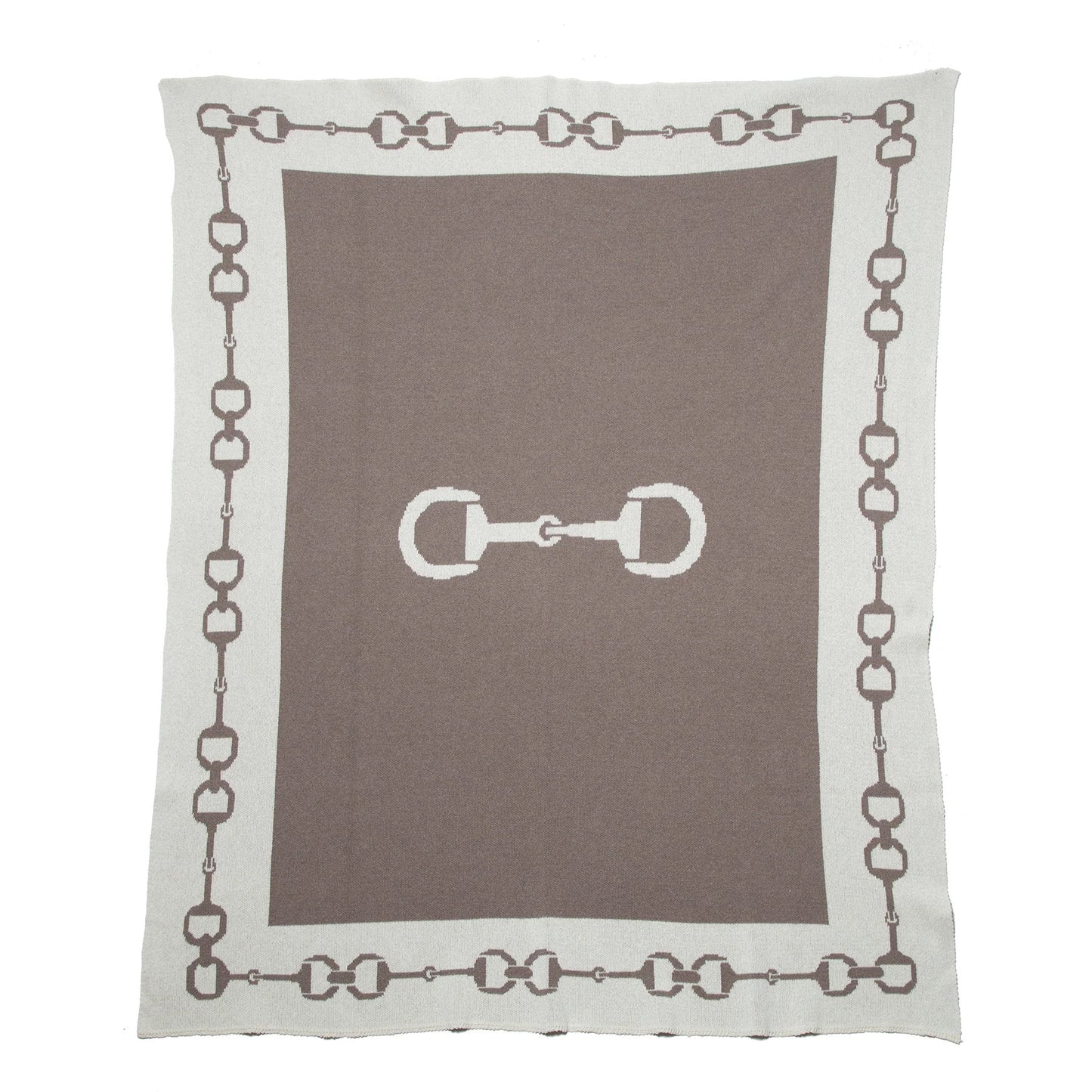 Snaffle Bit Border Throw - Hemp/Milk
