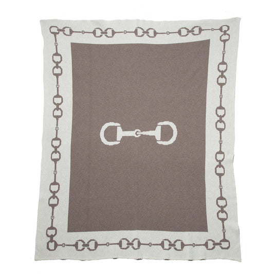 Snaffle Bit Border Throw - Hemp/Milk