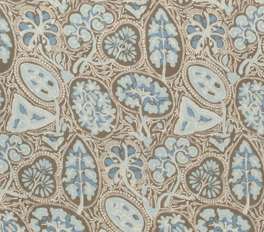 Thibaut Cochin Fabric / Aqua & Brown
