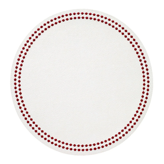 Bodrum Linens Pearls Antique White/Ruby Placemat Set of 4