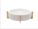 Marble Bowl w/ Brass Antique Base, 7.85D