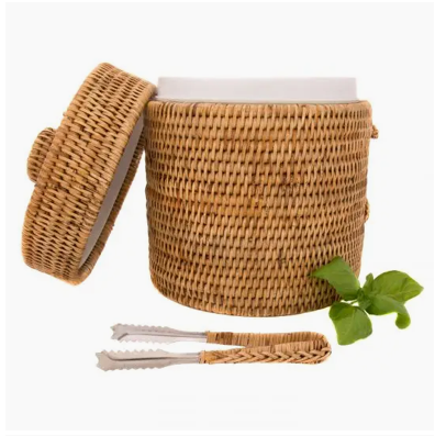 Ice Bucket with Tongs, Large/Honey Brown