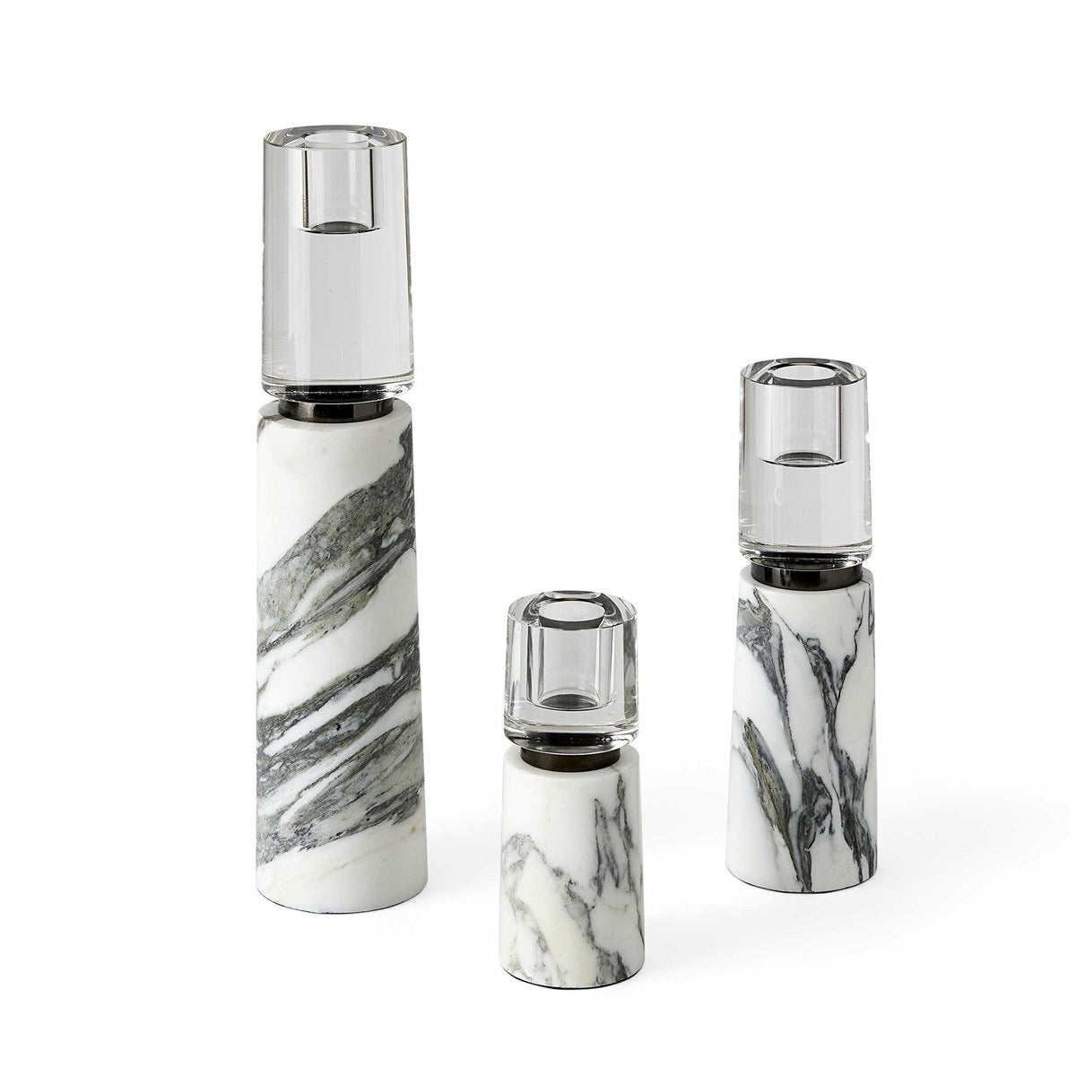 Optic Candleholders Marble / Set of 3