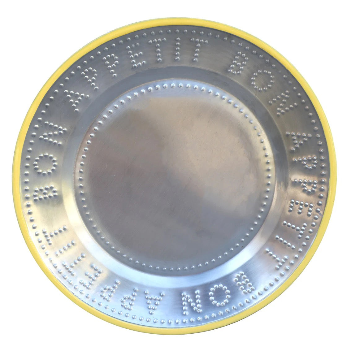 Bon Appetit Yellow Metal Reusable Plate