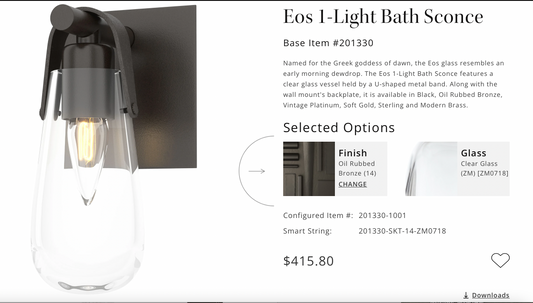 Eos 1-Light Bath Sconce, OR Bronze/Clear
