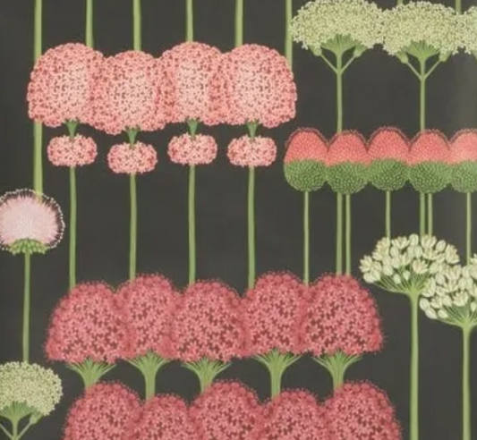 Allium Wallpaper Cole & Sons / Coral, Green & Charcoal