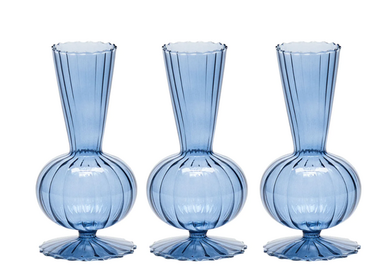 Tess Bud Vase in Cadet, Set of 3 in a Box