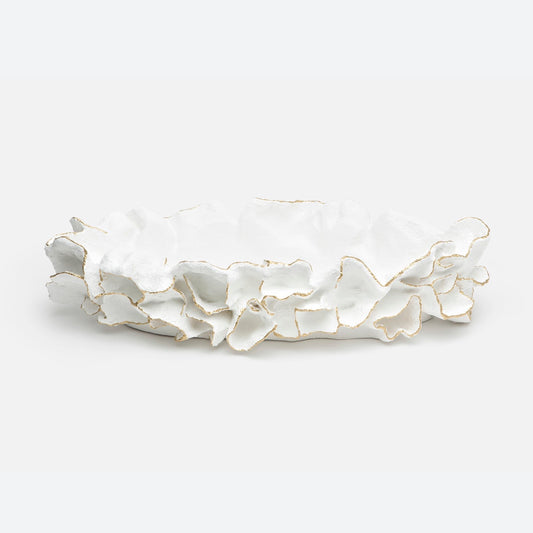 Coco Tray White/Gold Faux Coral 30"