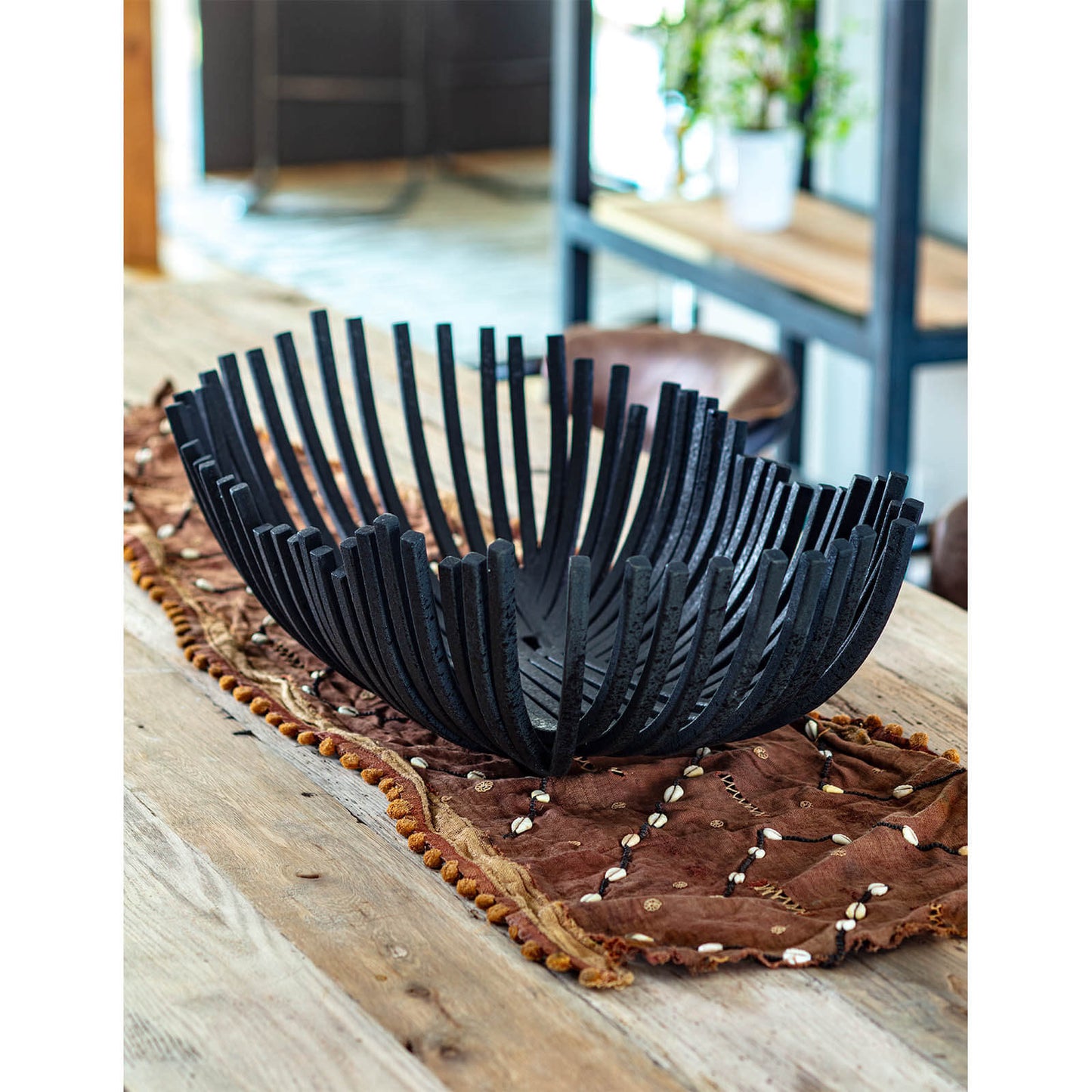 Black Iron Webbed Oblong Bowl
