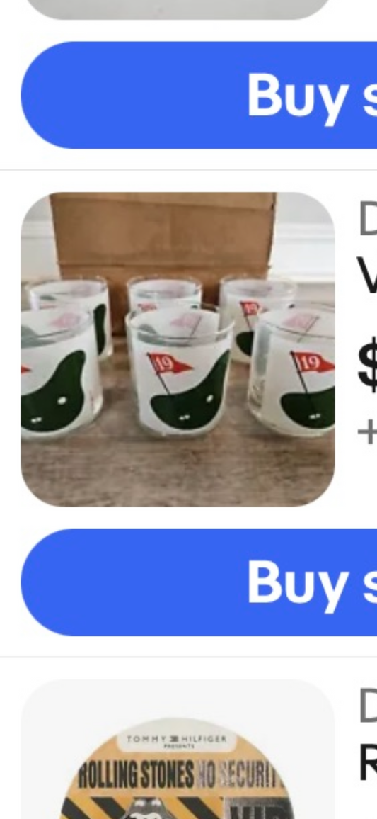 Vintage 19th Hole Golf Cocktail Glasses, Set of 6
