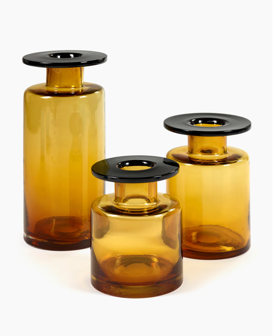 Wind & Fire Vase - Amber/Black Medium