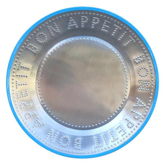Bon Appetit Blue Metal Reusable Plate