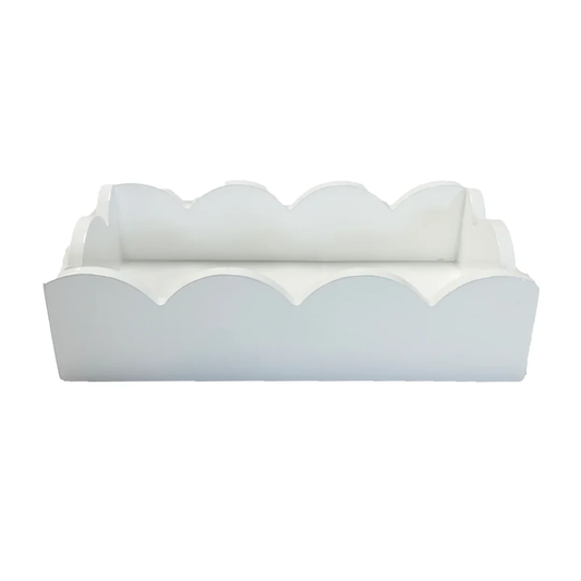 Lacquer Scalloped Guest Towel Holder - White