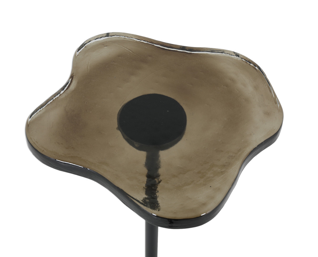 Organic Glass and Iron Accent Table - Bronze