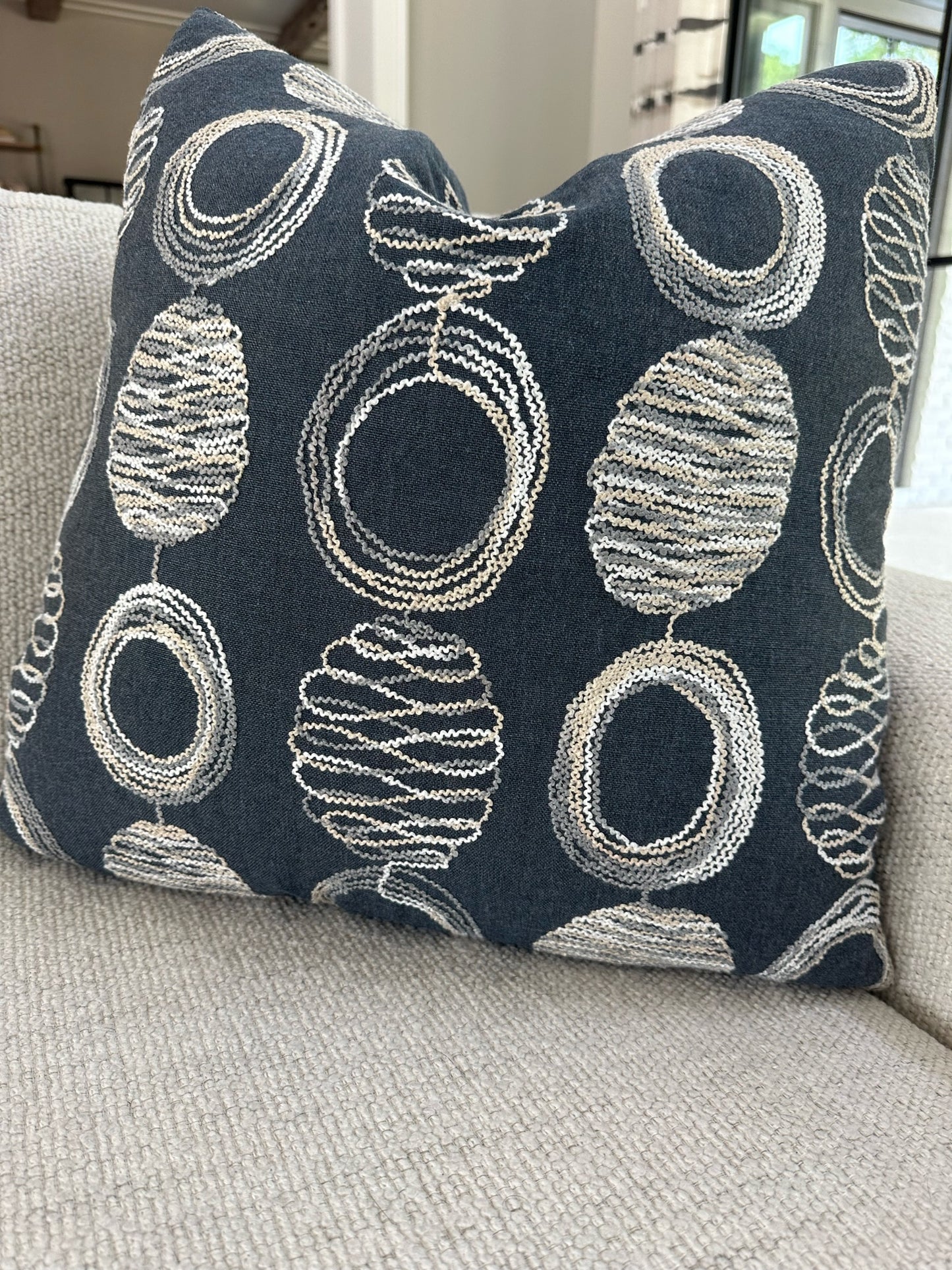Trajectory Denim Pillow, 20" x 20"