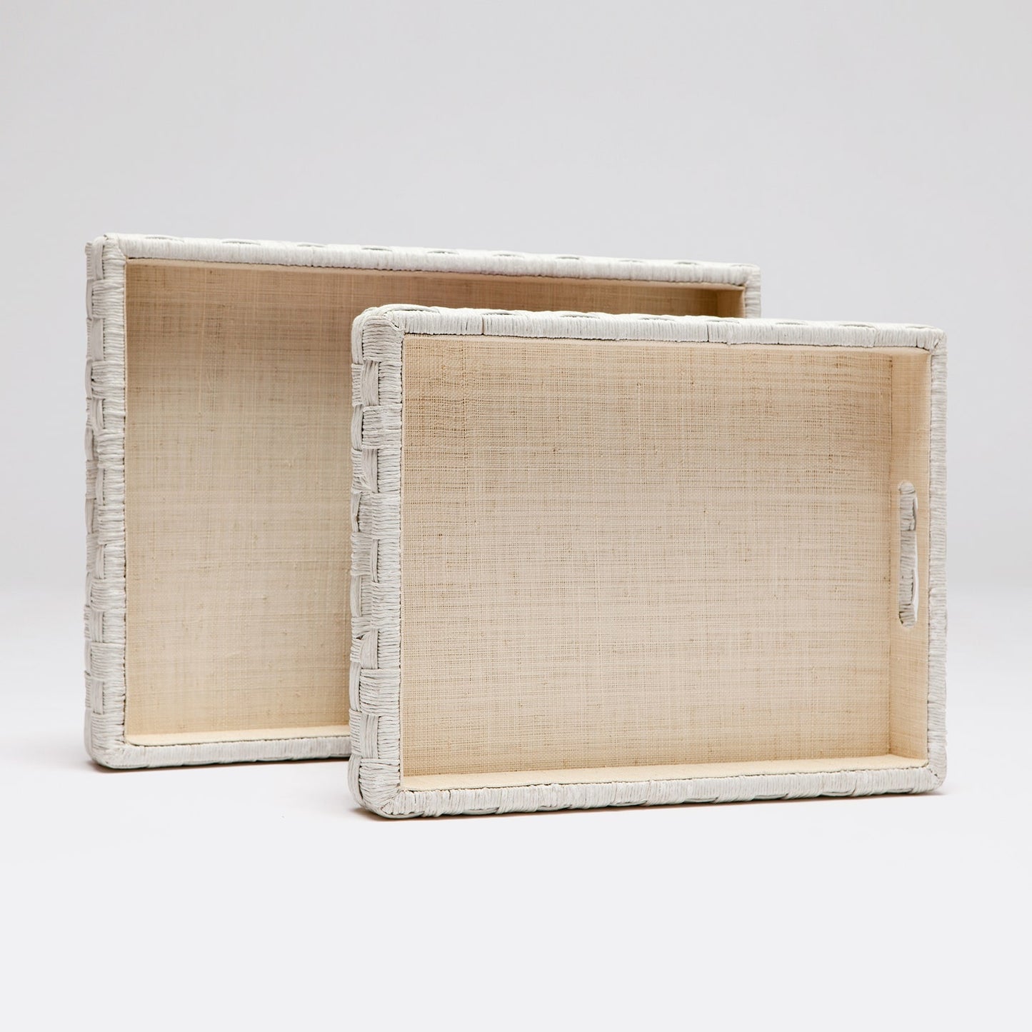 White Rope Raffia Trays, Set of 2