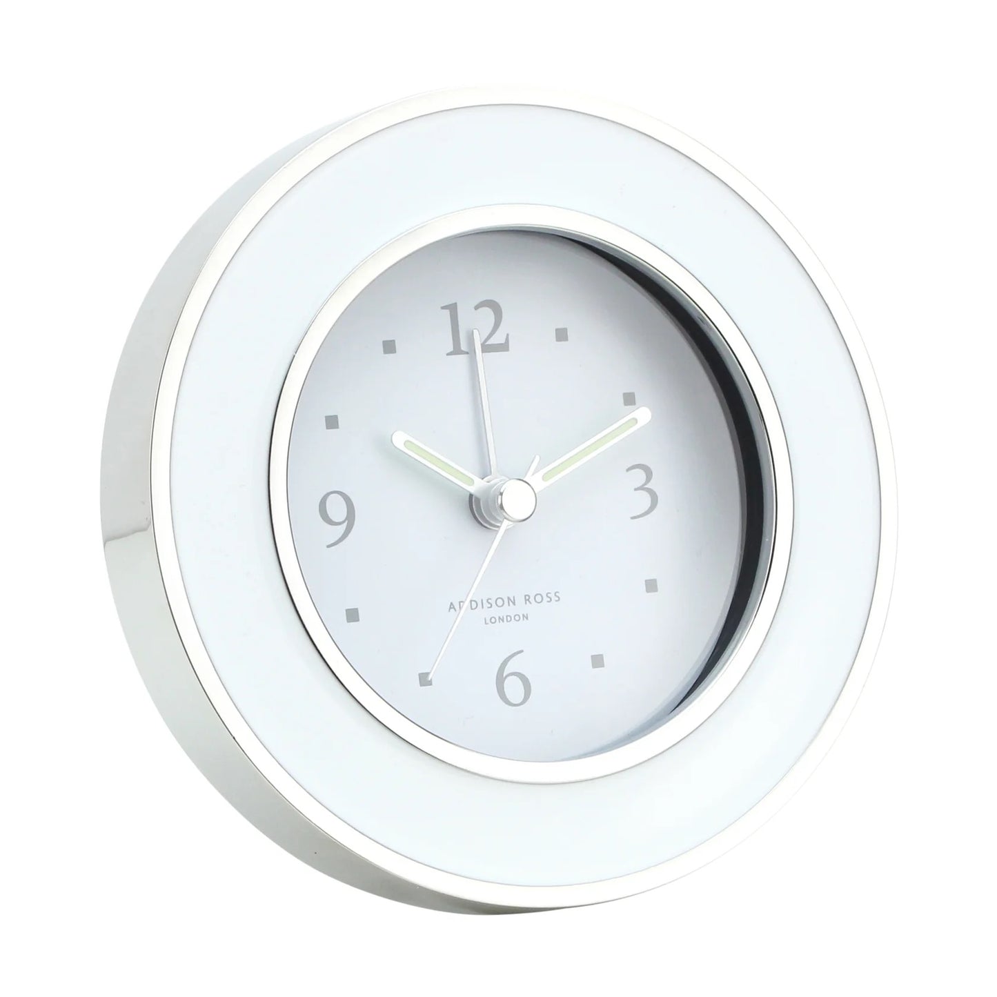 White Silver Silent Clock
