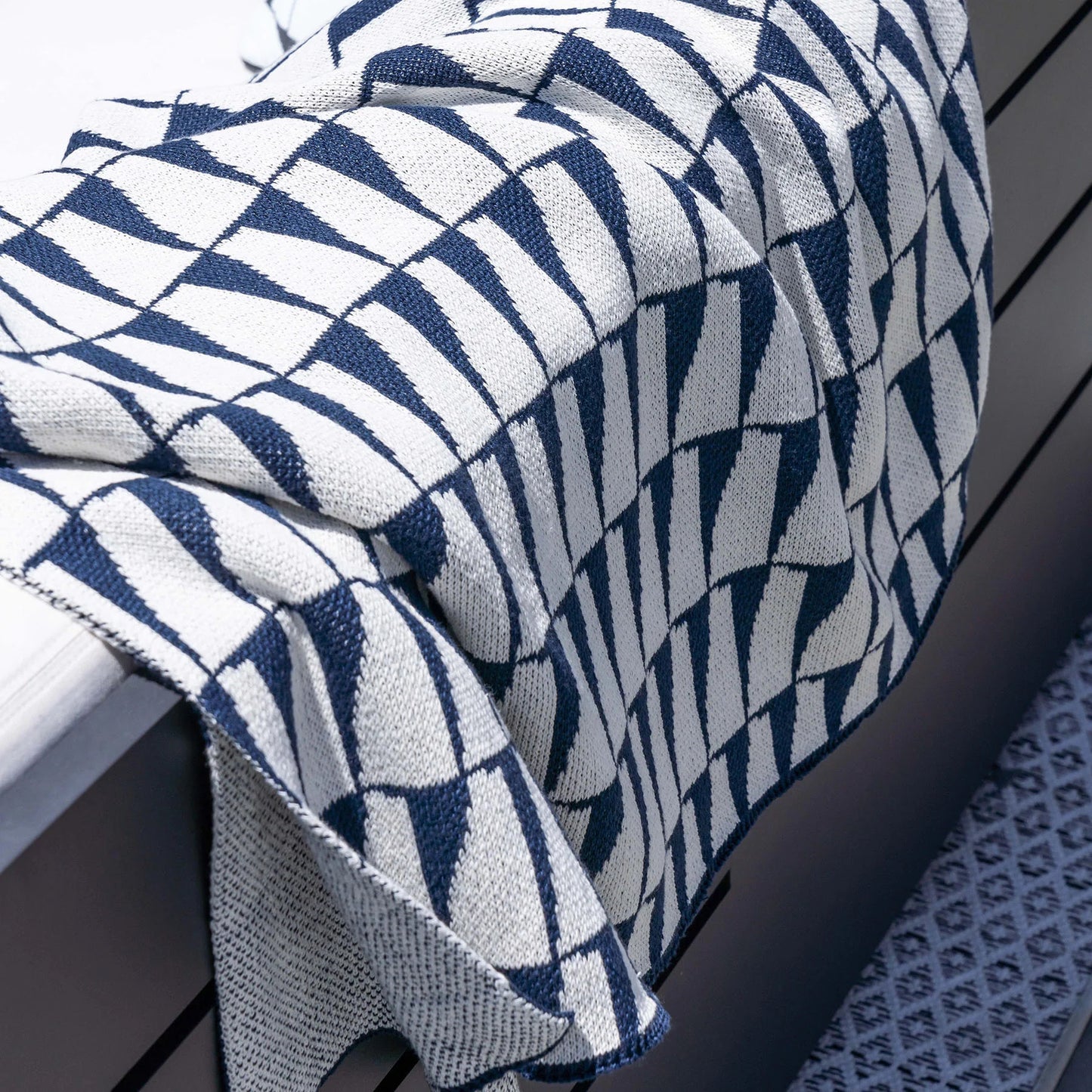 Navy & Ivory Eco Indoor/Outdoor Throw
