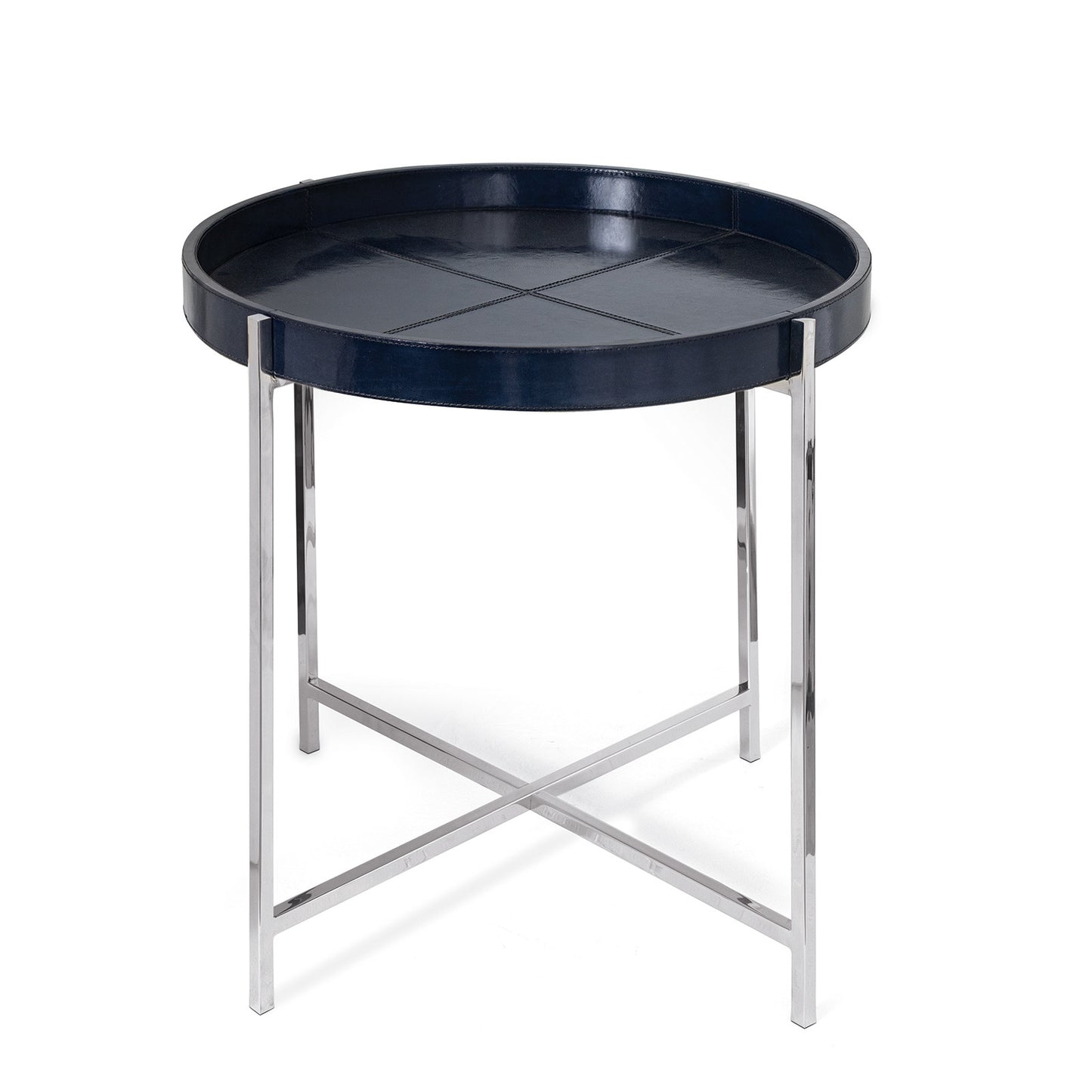 Blue Derby Leather Tray Table