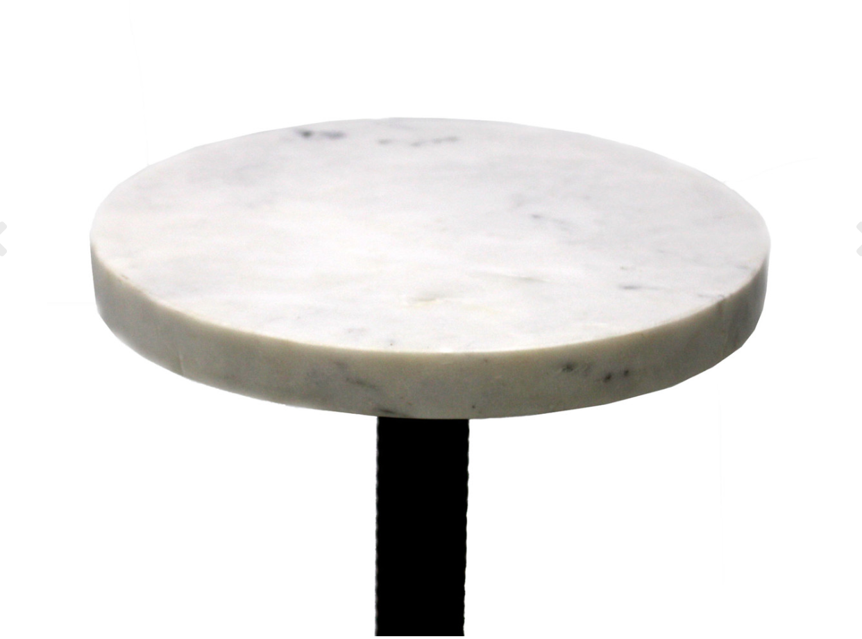 Marble Top Ribbed Metal Tulip Base Martini Table - Thumbnail 2