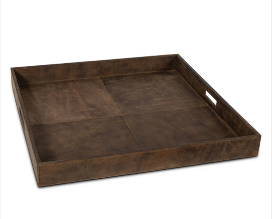 Derby Square Leather Tray ( BRN)