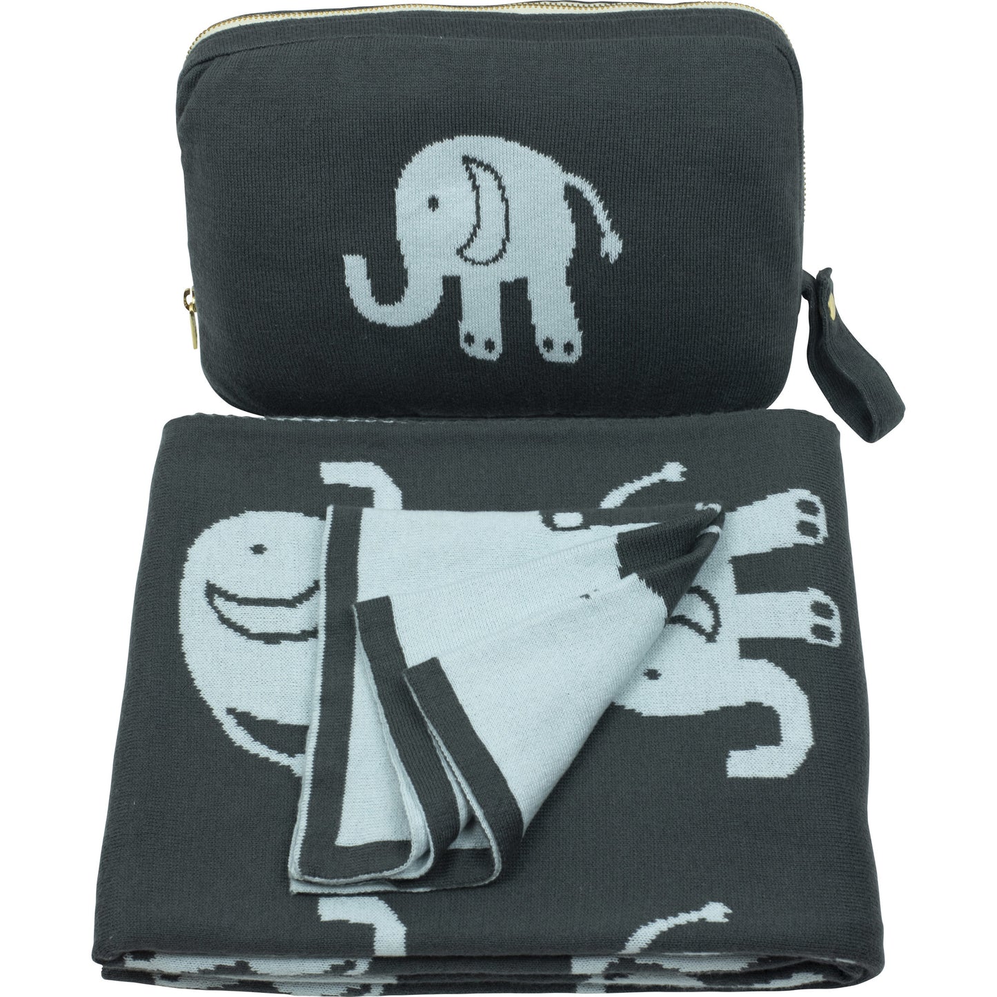Blue Elephant Love Baby Blanket Set
