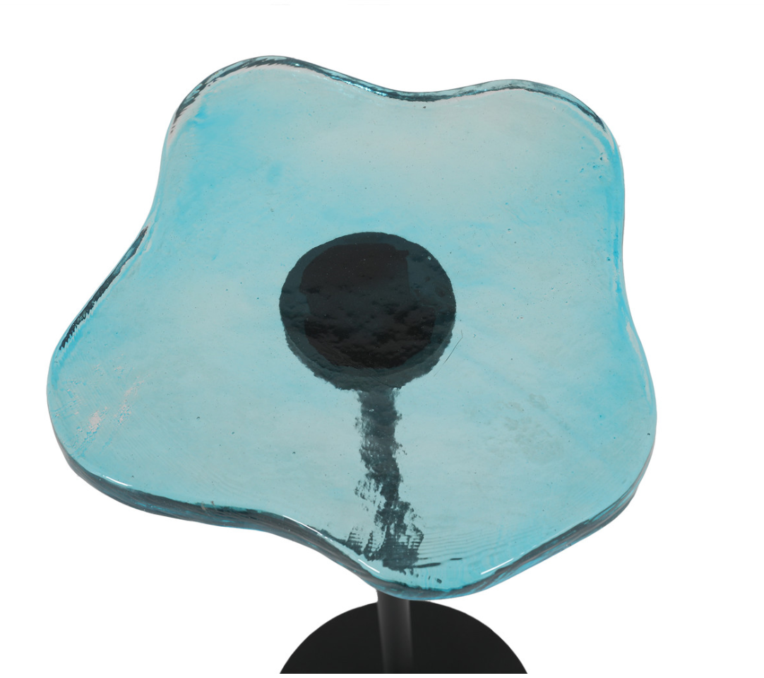 Organic Glass and Iron Accent Table - Blue