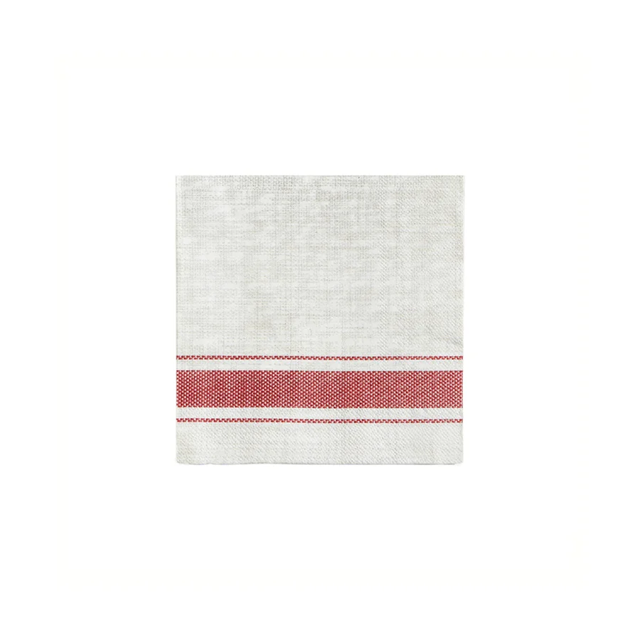 Bistro Stripe Cocktail Napkin Red