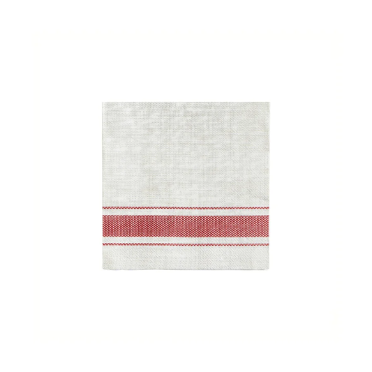 Bistro Stripe Cocktail Napkin Red