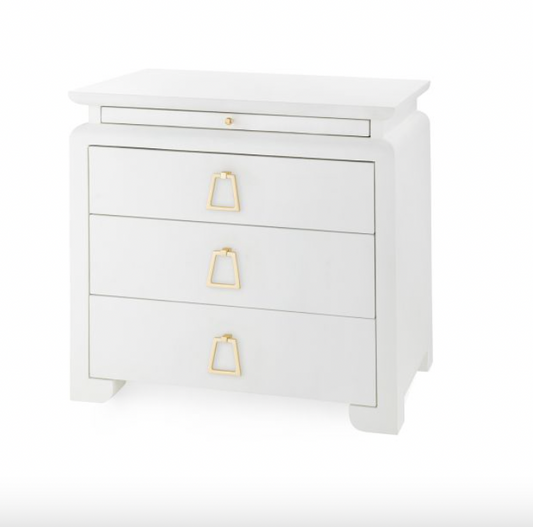 Elina Nightstand, 3 drawer / gold hardware