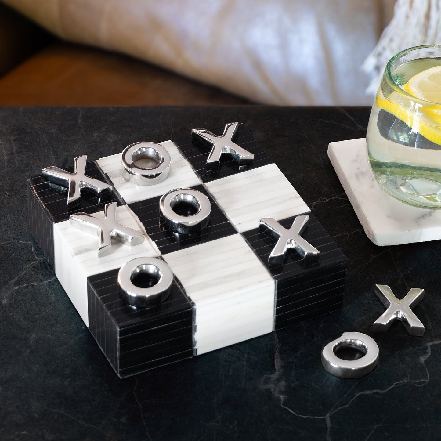 Tic Tac Toe Flat Board with Nickel Pieces