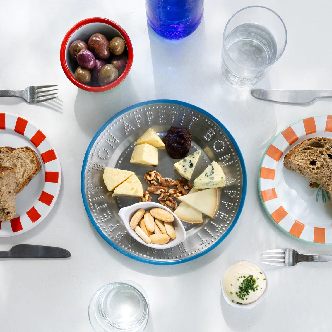 Bon Appetit Blue Metal Reusable Plate