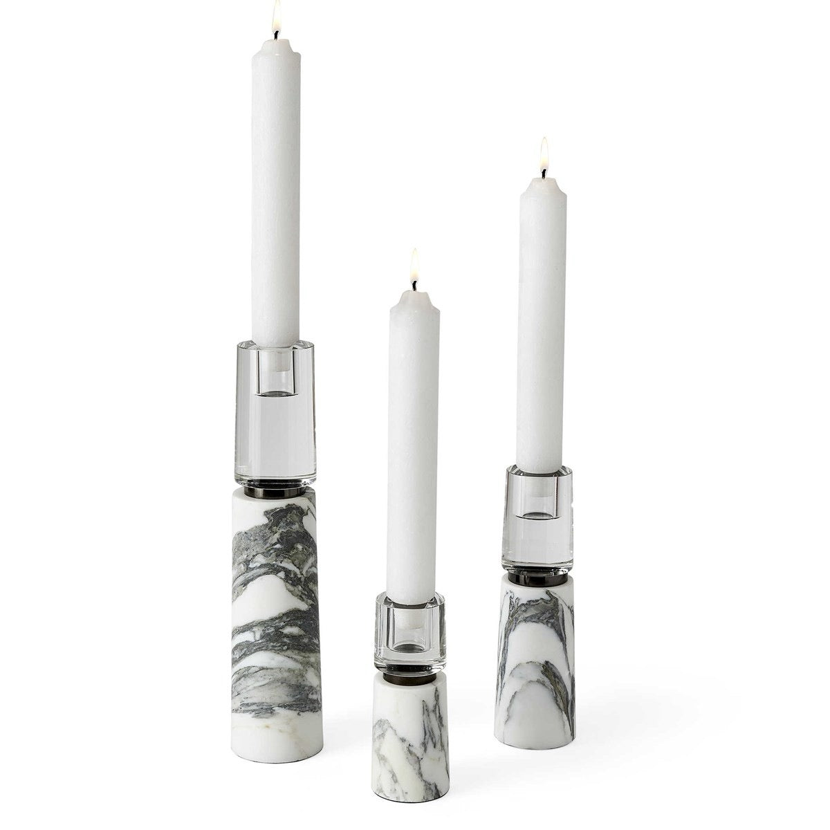 Optic Candleholders Marble / Set of 3