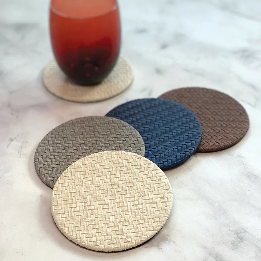 Wicker Navy Coaster, set of 4