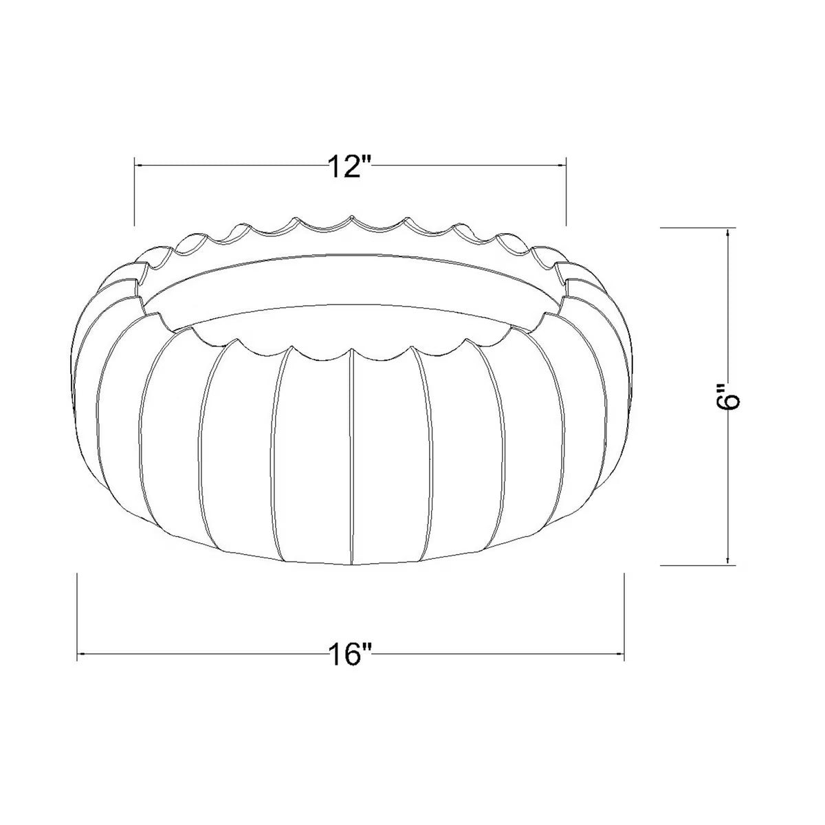 Scalloped Carved Wooden Bowl - White