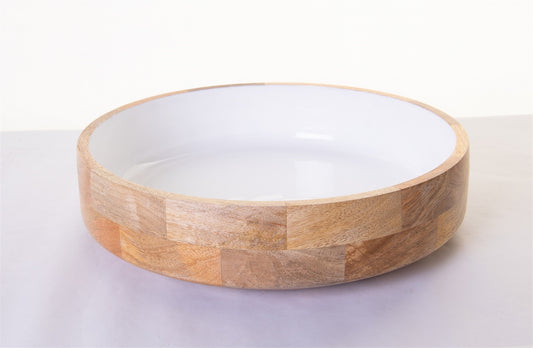 Mango Wood Enamel Bowl